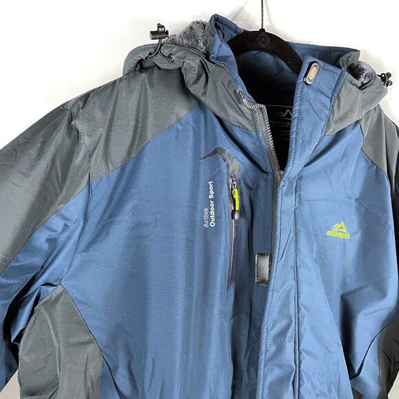 Tacvasen Colorblock Jacket Blue Gray Full Zip Waterproof Fleece Lined 2XL Men's - Picture 5 of 13